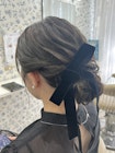 ふわふわシニヨン/リボンヘア/結婚式/参列ヘア/お呼ばれヘア/