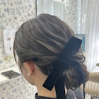 ふわふわシニヨン/リボンヘア/結婚式/参列ヘア/お呼ばれヘア/