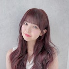 シースルーぱっつん前髪おくれ毛ロブミディアムロングピンクヘア