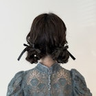 フレンチガーリーツインお団子ヘアアレンジ