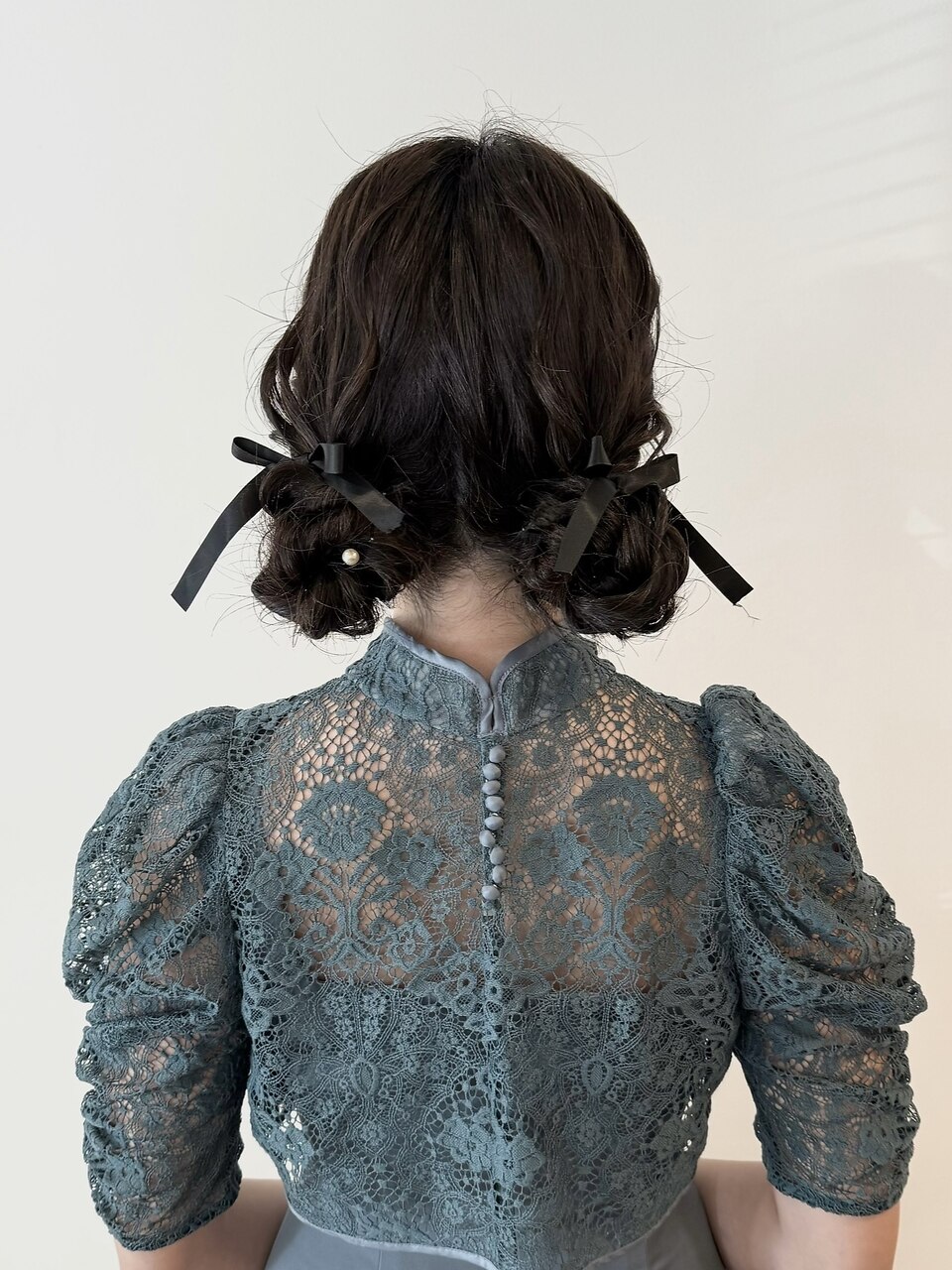 フレンチガーリーツインお団子ヘアアレンジ
