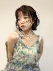 オレンジブラウン×切りっぱなしボブと顔周りレイヤー