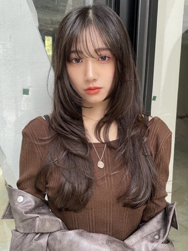 ロングハイレイヤー/ブラウンカラー/韓国ヘア