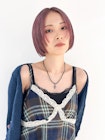 ピンクヘアー透明感カラー小顔ボブルフ_F30317