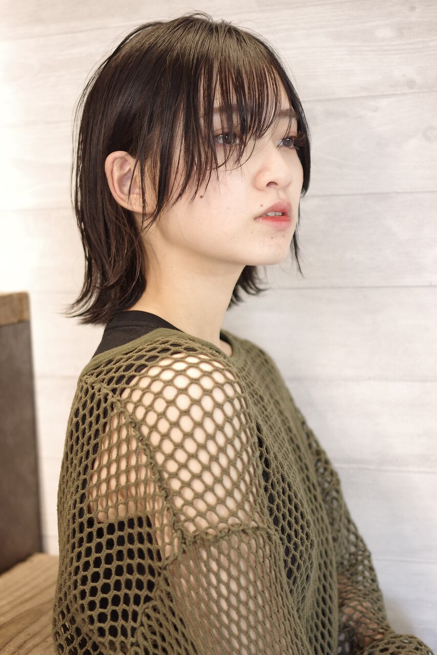 外ハネウェットボブ(ANNDER)艶髪/髪質改善/切りっぱなし/