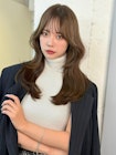 くびれウェーブ_黒髪ボブルフネビージュ小顔ワンレン