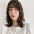 黒髪/ボブルフ/ネビージュ/小顔/ワンレン/スペインカール