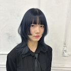 ネイビーブルー姫カットレイヤーウルフ