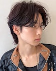 □ニュアンスパーマフェザーパーマセンターパートダークアッシュ