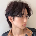 □ニュアンスパーマフェザーパーマセンターパートダークアッシュ