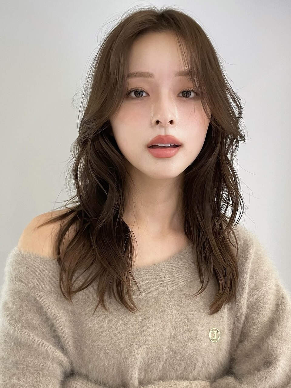 レイヤーカット/ブリーチなしミルクティーベージュ/韓国ヘア