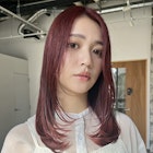 レイヤーカット/艶カラー/ボルドー/暖色/ブリーチなし/10代20代