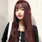 ワインレッド/レッドカラー/ブリーチなしダブルカラー/髪質改善