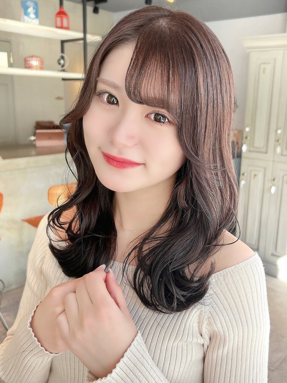 シースルーバングチョコレートカラー