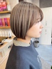 【デザインカラー】ホワイトベージュアンブレラカラー　ミニボブ