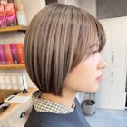 【デザインカラー】ホワイトベージュアンブレラカラー ミニボブ