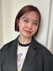 ぷつっとボブ　ミニボブ　ワインレッド　コンパクトボブ