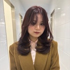 レイヤーカット/ピンクラベンダー/顔まわりカット