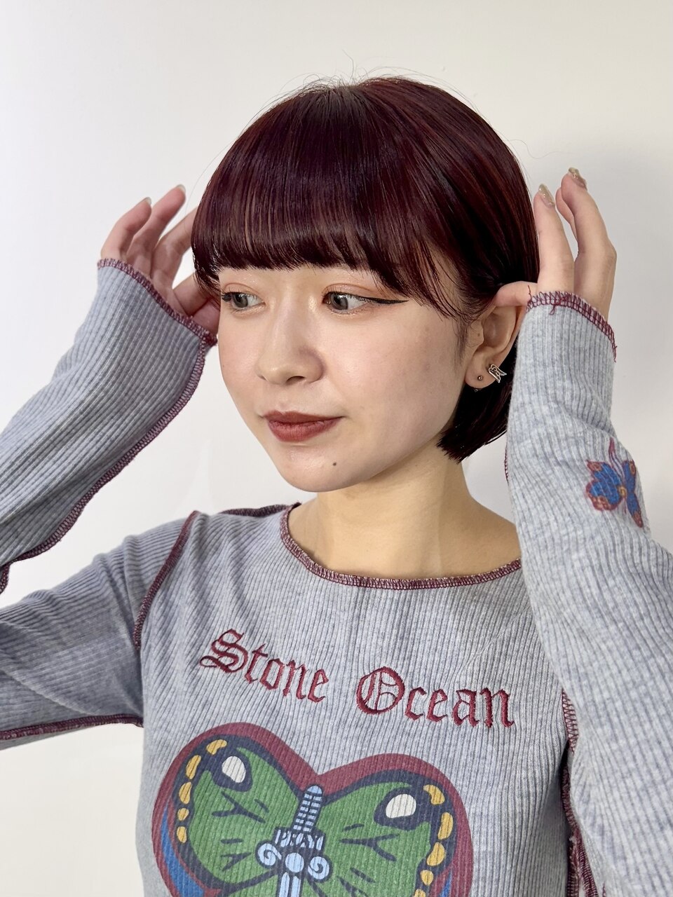 ワインレッド×ワイドバング