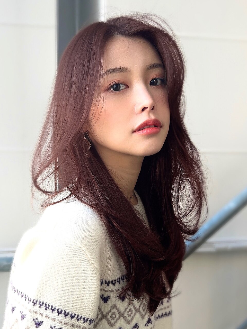 韓国風ロングレイヤー×透明感ウォームブラウン
