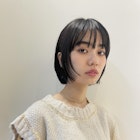 前上がり黒髪ボブ#黒髪#ボブルフ#小顔#ネビージュ#ワンレン