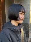 パーマ落とし/ミニボブ/切りっぱなしボブ/顎上ボブ/黒髪ボブ