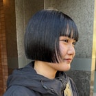 パーマ落とし/ミニボブ/切りっぱなしボブ/顎上ボブ/黒髪ボブ