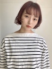 前上がりボブ_顔まわりレイヤー_ピンクベージュ
