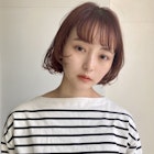 前上がりボブ_顔まわりレイヤー_ピンクベージュ