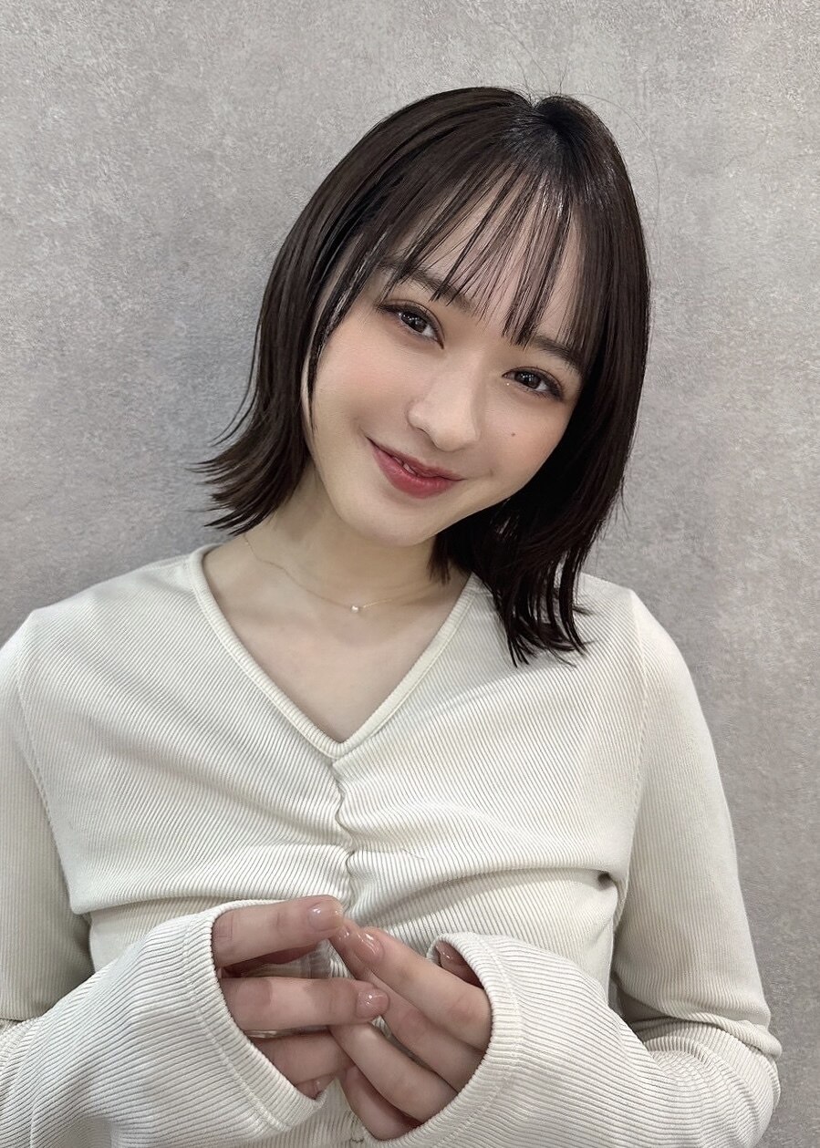 20代30代大人可愛いエアリーボブラベンダーベージュ透明感