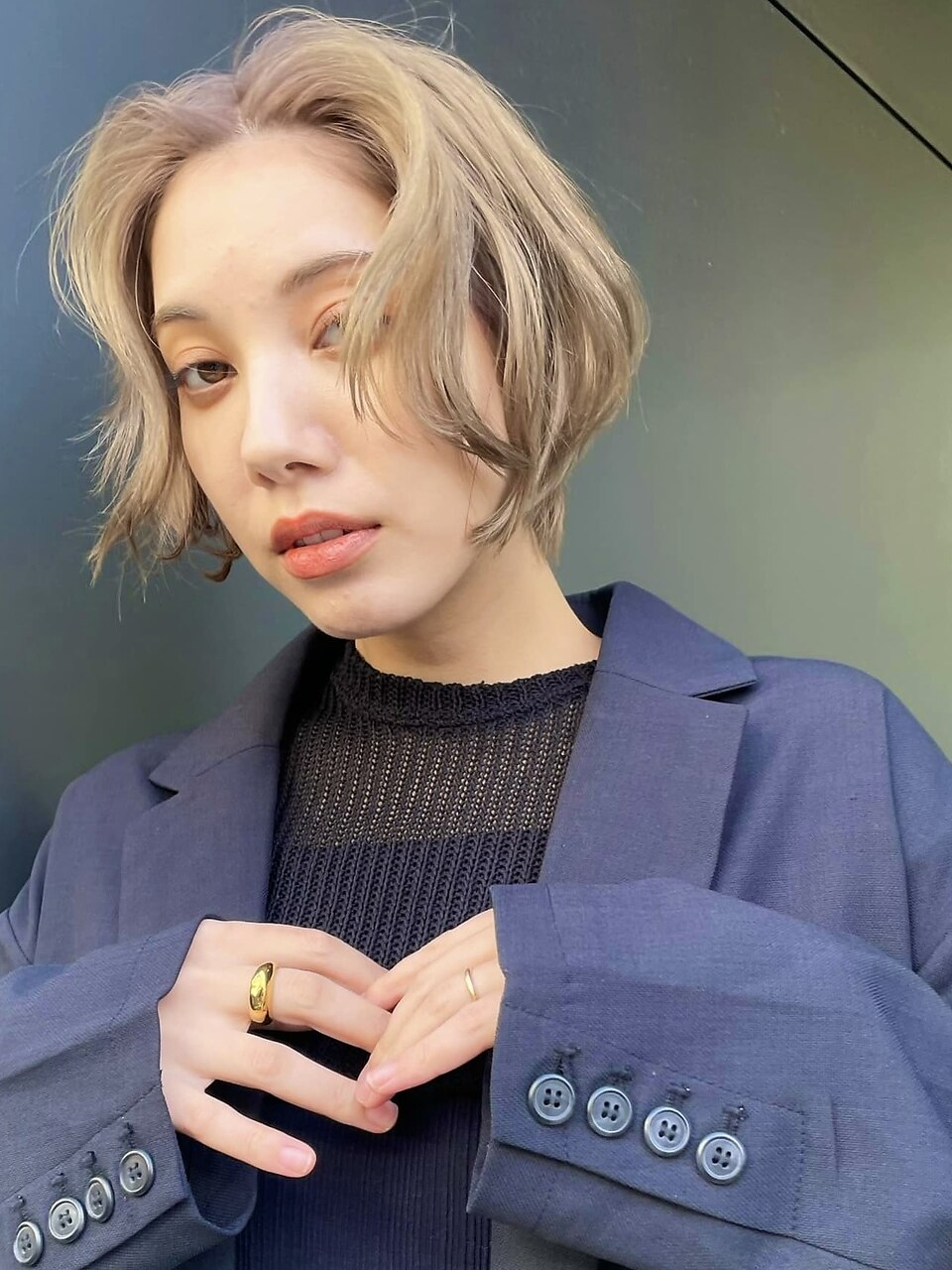 外国人風ショート ベージュ ハンサムショート ボブ A0221