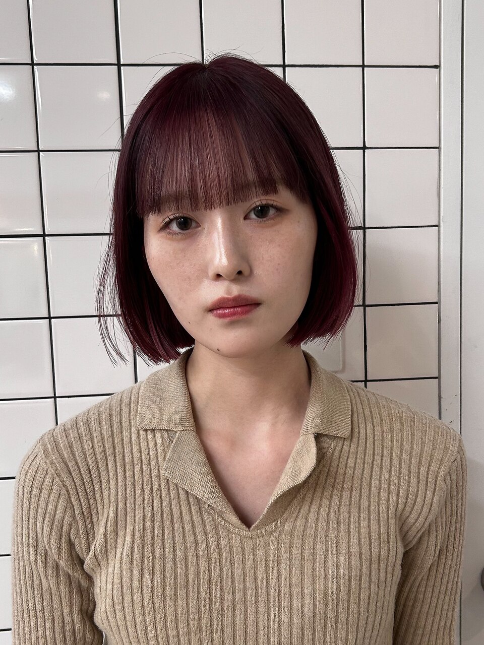 マチルダボブ　バーガンディ　フラットボブ