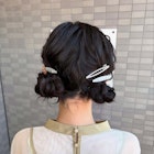 お呼ばれ 結婚式 ヘアセット ツインお団子 辻堂