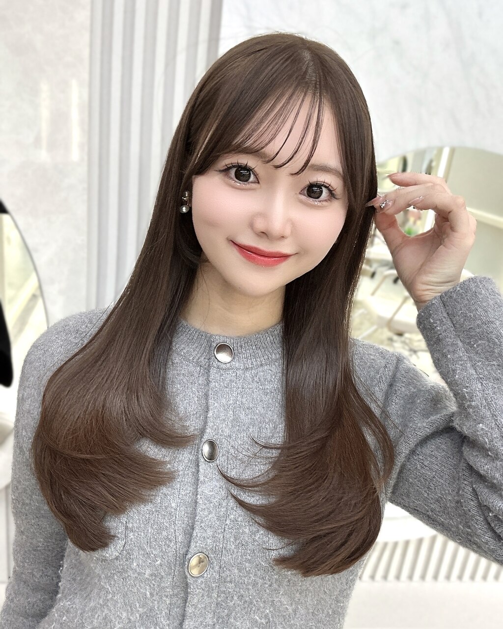 前髪　似合わせ顔まわり小顔サイドバングレイヤーカットロング