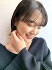 外ハネショートマッシュコンパクト黒髪ベージュショート前髪あり