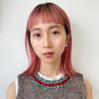 オン眉前髪 ケアブリーチ ピンクカラー