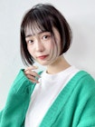 ミディアムショートボブおくれ毛美髪前髪カット_29639