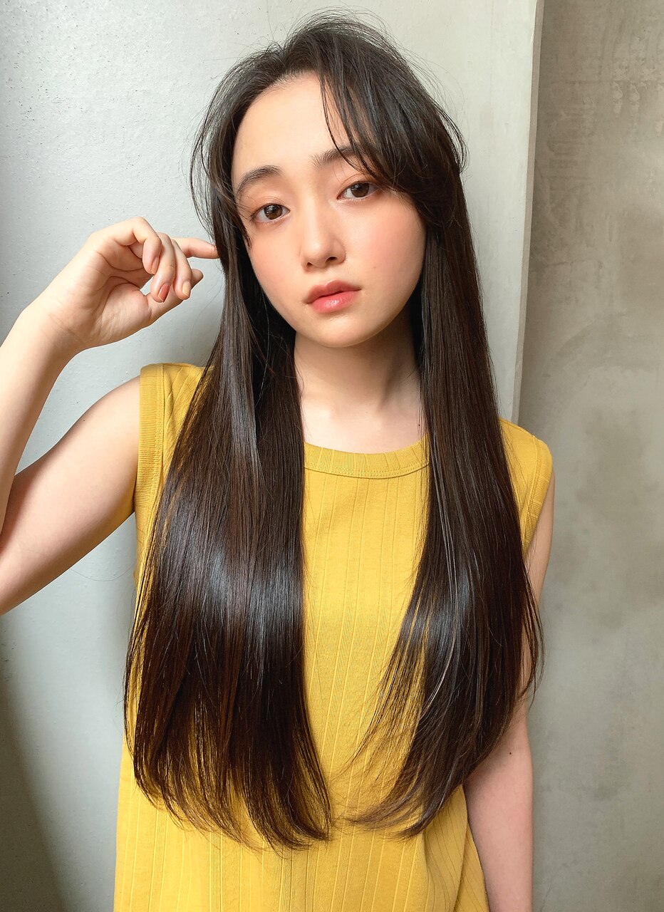 【ROSE】髪質改善＿縮毛矯正＿暗髪＿黒髪ロング＿センターパート