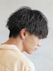渋谷波巻きスパイラルパーマシャドウパーマメンズセンターパート