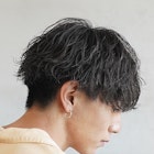 渋谷波巻きスパイラルパーマシャドウパーマメンズセンターパート