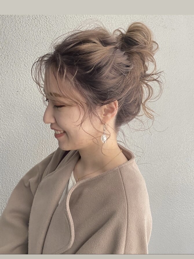 ふわふわお団子ヘアアレンジ