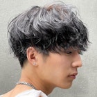 渋谷波巻きスパイラルパーマシャドウパーマメンズセンターパート