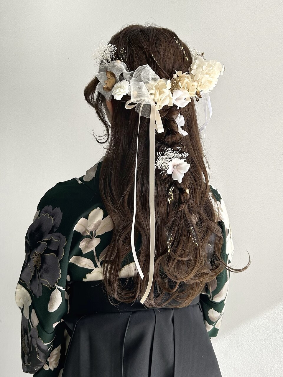 ハーフアップ編みおろしヘア