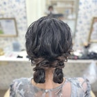 ツインシニヨン×リボン/結婚式/お呼ばれヘア/二次会へア