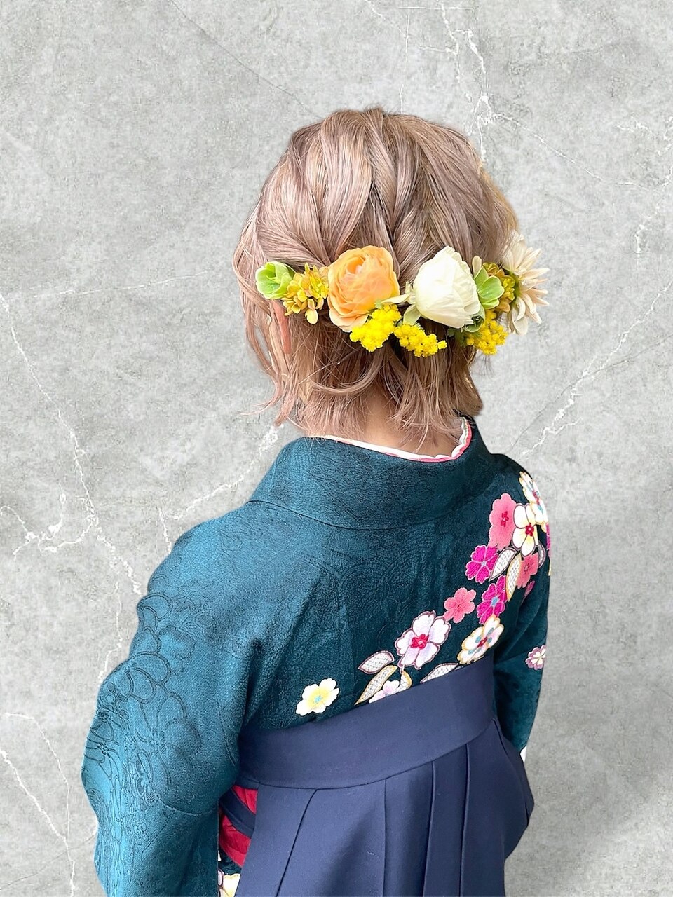 ハーフアップ　袴ヘアセット