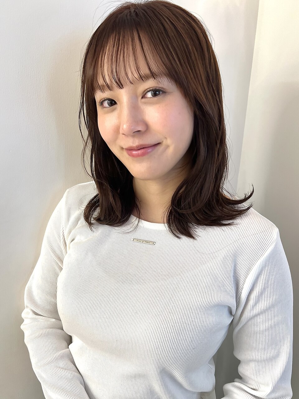 レイヤーカットピンクブラウン楽ちんヘア顔まわりカット