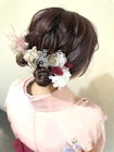 卒業式ヘアアレンジ、袴着付け ツインお団子