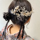 卒業式ヘアアレンジ、袴着付け ツインお団子アレンジ