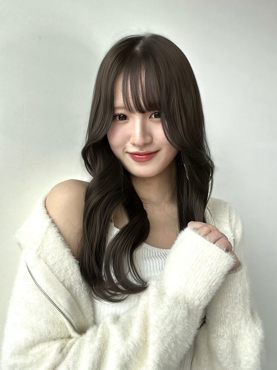 ツヤ髪ダークブラウン　韓国風巻きヘア