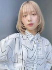 ブロンドベージュ フェイスレイヤーボブ レイヤーカット A0411
